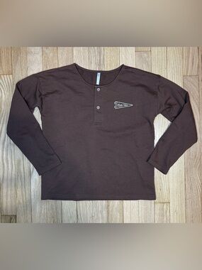 Rylee + Cru Size: 8-9Y Brown Henley Tee
